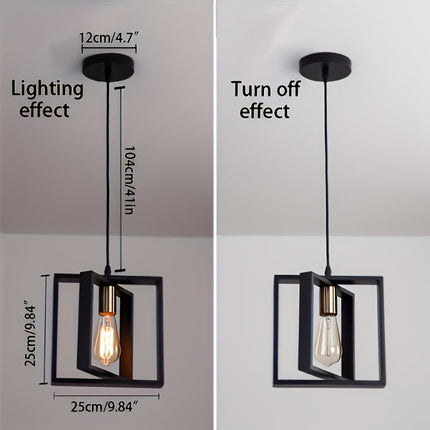 Industrial Pendant Ceiling Light with Geometric Metal Frame | Modern Minimalist Design for Living Rooms and Kitchens