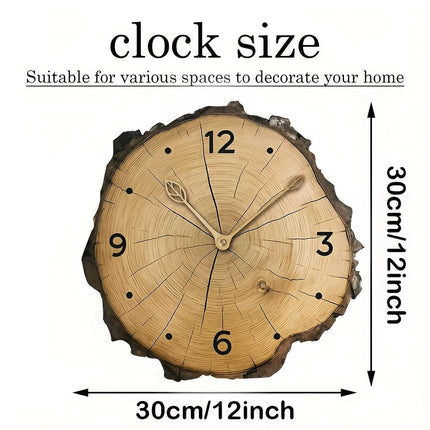 Rustic Wood Slice Wall Clock with Silent Quartz Movement | Unique Irregular Design for Cozy Home Decor