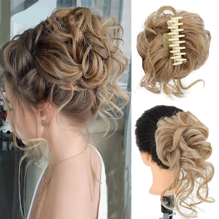 Curly Bun Hair Scrunchie with Elastic Band – image 13
