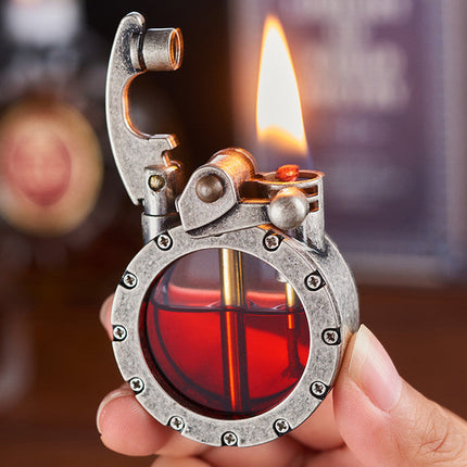 Vintage Transparent Kerosene Lighter with Windproof Flame | Elegant Design for Reliable Ignition