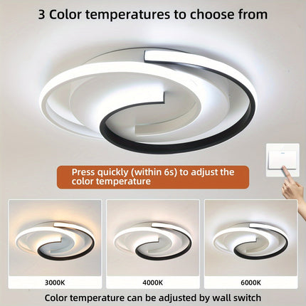 Spiral LED Ceiling Light with Adjustable Colour Temperature | Modern Minimalist Fixture for Elegant Home Ambiance