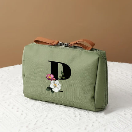 Elegant Makeup Bag Travel Organizer with Letter Design | Chic Cosmetic Case for Beauty Essentials