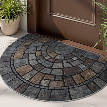Mosaic Door Mat with Non-Slip Backing | Stylish Semicircular Design for Indoor and Outdoor Use