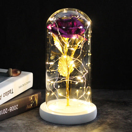 Decorative Sparkly Rose Ornament with 6 Colour Options, Never Fade Faux Rose for Shelf, Desk and Gift Display
