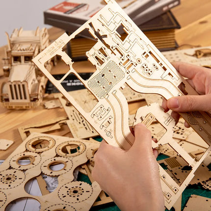 Intricate Wooden Mechanical Puzzle Kit with Moving Parts | Engaging STEM Activity for Creative Minds
