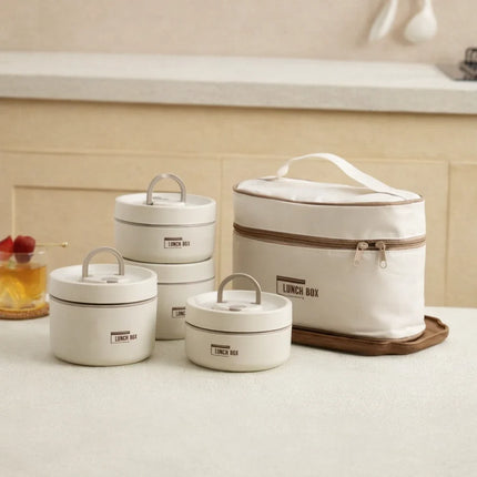 Insulated Lunch Box Set, Stackable Leak Proof Food Containers with Carry Case, 3 Tier and 4 Tier Thermal Meal Set for Work and Picnics
