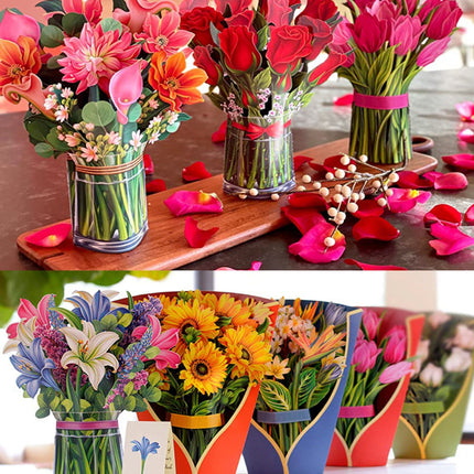 3D Pop-Up Flower Bouquet Greeting Card, 18 Flower Designs, Long-Lasting Keepsake Blooms, Gift for Birthdays and All Occasions