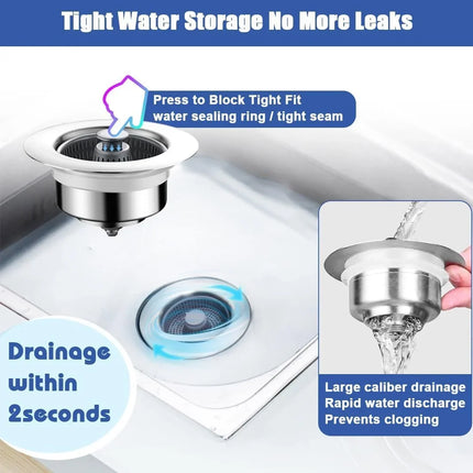 Sink Strainers, Kitchen Sink Strainer with Pop Up Drain Stopper – image 5