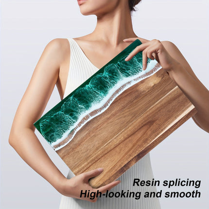 Ocean-Inspired Cutting Board with Acacia Wood & Resin Inlay | Multi-Purpose Kitchen Board for Serving and Chopping