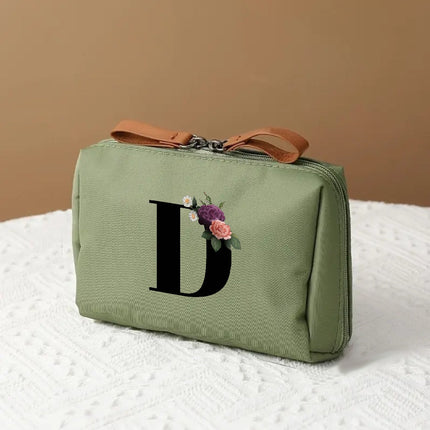 Elegant Makeup Bag Travel Organizer with Letter Design | Chic Cosmetic Case for Beauty Essentials