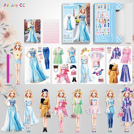 Magnetic Dress Up Doll Book for Kids, Reusable Jackets, Skirts, Dresses and Boots, 9 Character Options, Screen-Free Play