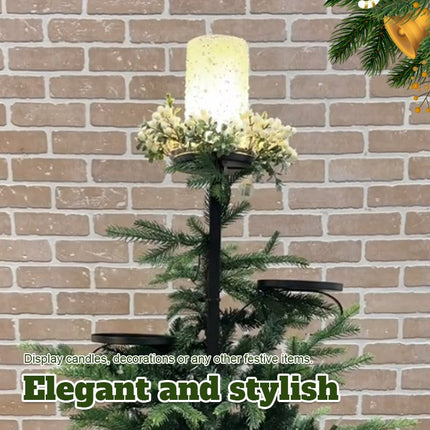 Christmas Tree Topper, 3 Tier Metal Tree Topper Shelf for Ornaments and Candles