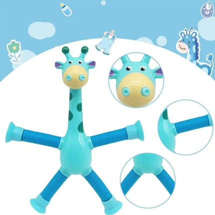 Stretchy Toy Giraffe with Suction Cup, Telescopic Stretch Toy for Kids, Giraffe Toy for Hand Eye Coordination