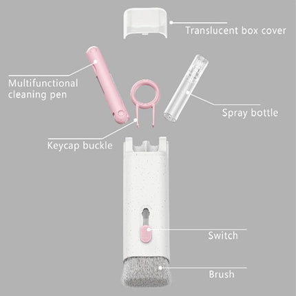 7 in 1 Electronics Cleaning Kit with Keycap Puller, Flocking Sponge and Nylon Brush for Headsets and Keyboards, 3 Colors