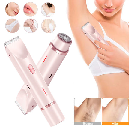 Women's Electric Shaver and Trimmer, Double-Head Hair Remover for Face, Legs, Underarms, Arms and Bikini Line