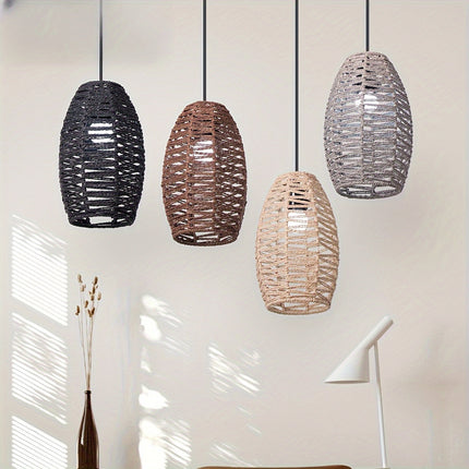 Handwoven Paper Rope Pendant Shade with Unique Artisanal Finish | Soft Ambient Lighting for Coastal and Bohemian Interiors