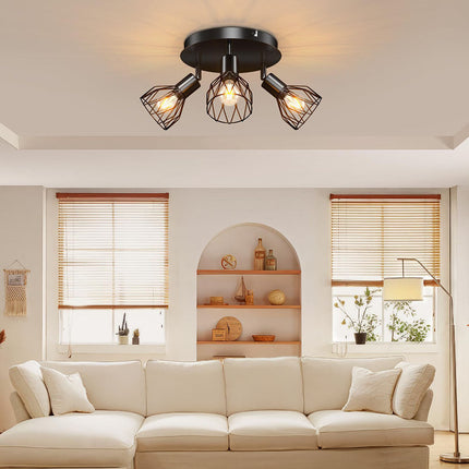 Adjustable Black Spotlight Ceiling Light with Industrial Design | Versatile Illumination for Kitchens and Living Areas