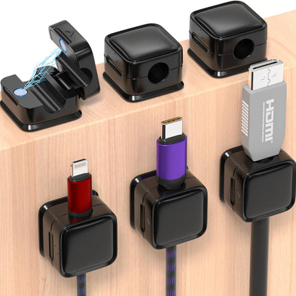 Magnetic Cable Organizer, Adhesive Cable Clips for Desk Cable Management