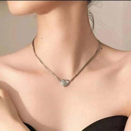 Magnetic Heart Necklace, Hypoallergenic Statement Necklace