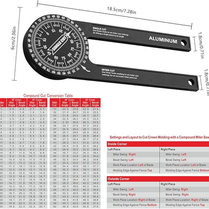 Angle Measuring Ruler, Captures and Transfers Any Angle for Crown Moulding, Pipe Cutting, Flooring and Tiling Layout