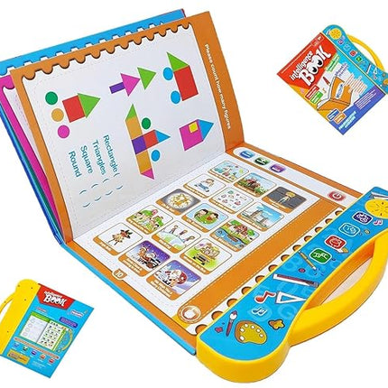 Kids Interactive Learning Book with Sounds, Alphabet, Number and Shape Activity Book with Erasable Write and Wipe Pages for Preschool