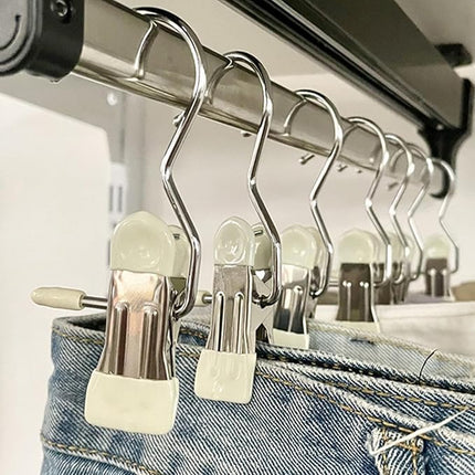 Closet Hanger Clips, Clip Hangers for Skirts and Pants, Space Saving Wardrobe Organizer, Set of 5 or 20