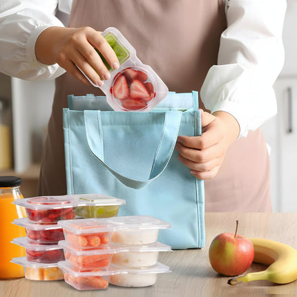 Food Storage Containers with Lids, 2 Compartment Design | Reusable Meal Prep Solution for Snacks and School Lunches