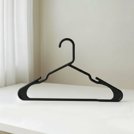 Heavy-Duty Plastic Clothes Hangers Set with Built-in Strap Hooks | Slim Design for Space Saving Closet Organization