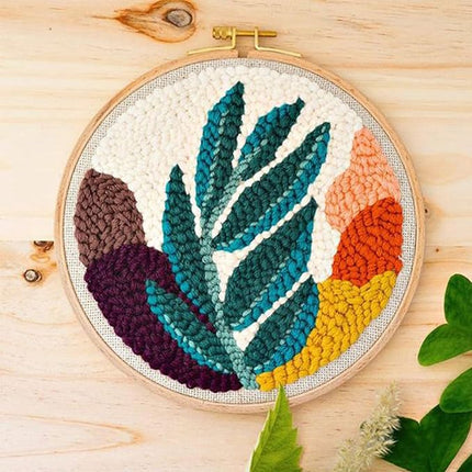 Punch Needle Embroidery Kit for Beginners with Hoop, Threads, Fabric and Threading Tool for Textile Art