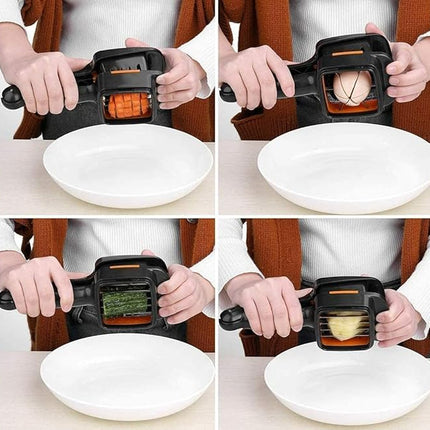 Handheld Vegetable Chopper, Manual Press Onion Dicer and Cucumber Slicer for Stir Fries, Soups and Salads