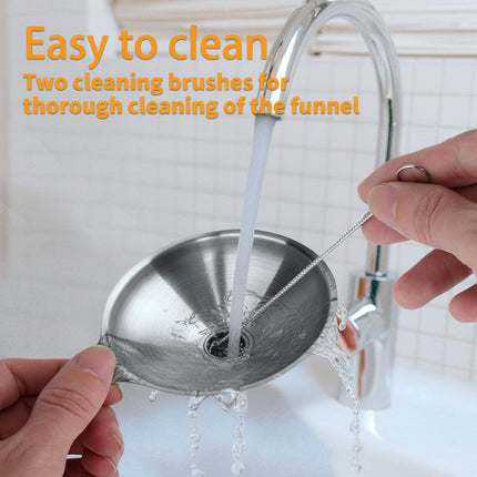 Stainless Steel Funnel Set with 3 Sizes & Cleaning Brushes | Durable Kitchen Tool for Easy Bottle Filling