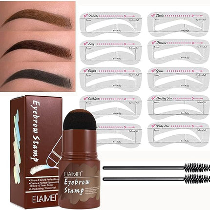 Eyebrow Stamp and Stencil Kit for Symmetrical Brow Shaping at Home, Multiple Stencil Shapes and 3 Shade Options