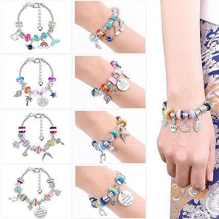 DIY Jewelry Making Kit with Colorful Beads, Charms and Adjustable String for Kids and Teen Crafters