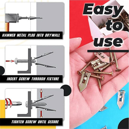 Self-Drilling Wall Anchors - 50 Pack, Heavy-Duty Drywall & Plaster