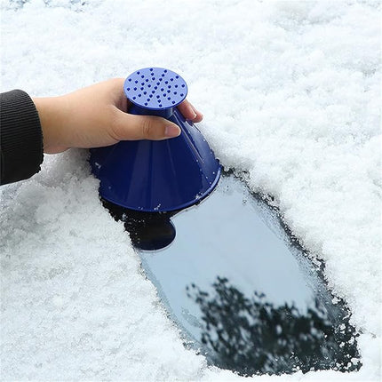 Round Car Ice Scraper with Ice Breaker Spikes, Cone Grip Windshield Snow Scraper for Gloved Hands, 4 Winter Colors
