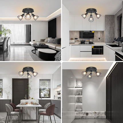 Adjustable Black Spotlight Ceiling Light with Industrial Design | Versatile Illumination for Kitchens and Living Areas