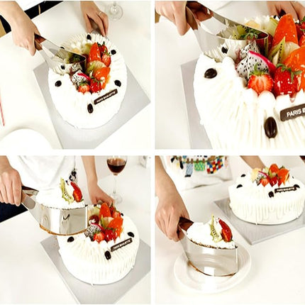 Cake Slicer and Server with Non-Stick Blade, One-Handed Cut and Serve Dessert Tool for Even Portions Without Crumbling