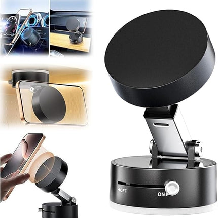 Magnetic Phone Holder with Suction Cup Mount for Car Dashboard, Airplane Window and Desk, Works with Phones in Cases