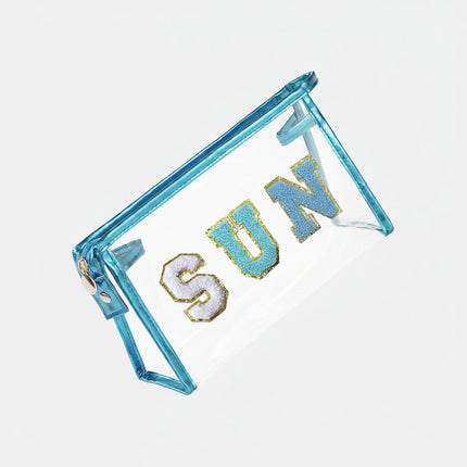 Clear Makeup Bag for Travel and Beach Essentials with Waterproof Design | Compact Pouch for Sunscreen and Beauty Items