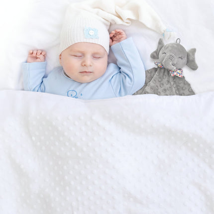 Baby Security Blanket Elephant Lovey with Teething Element | Soft Comforter for Calming Newborns