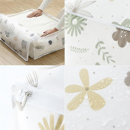 Blanket Storage Bags for Closet and Under Bed, Quilt Organizer in Small, Large and Extra Large Sizes with 4 Printed Designs