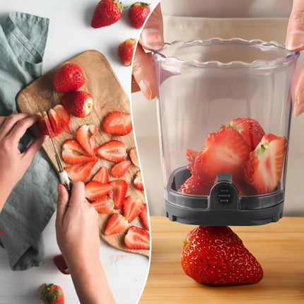 8-Blade Fruit Slicer with Removable Stainless Steel Blades | Quick Strawberry Cutting for Fruit Salads and Snacks