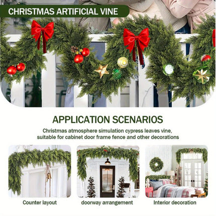 Art Deco Christmas Garland with Flexible Design | Unlit Decoration for Fireplace Mantle and Stair Railing