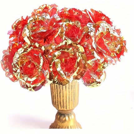 Faux Flower Bouquet, Rose Bouquet with Red Flowers for Home Decor, Mothers Day Flowers, Mothers Day Gift for Mom_10