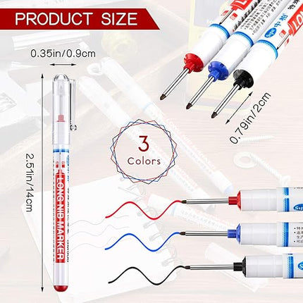 Long Nib Marker Pens, 6 Pack, Deep Hole Fine Tip with Quick Dry Ink for Wood, Metal, Plastic and Glass