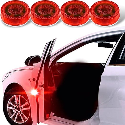 LED Car Door Warning Lights with Flashing Anti Collision Alert, No Tools or Wiring Install, 3 Colour Options