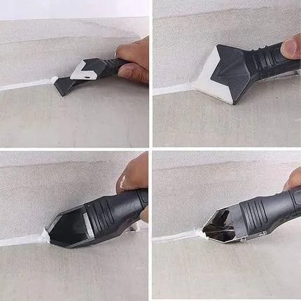 Sealant Scraper 3-in-1 Caulking Tool with Adjustable Blade, Caulk Smoother and Remover with Swap-On Heads