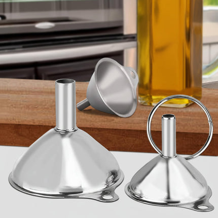 Stainless Steel Funnel Set with 3 Sizes & Cleaning Brushes | Durable Kitchen Tool for Easy Bottle Filling
