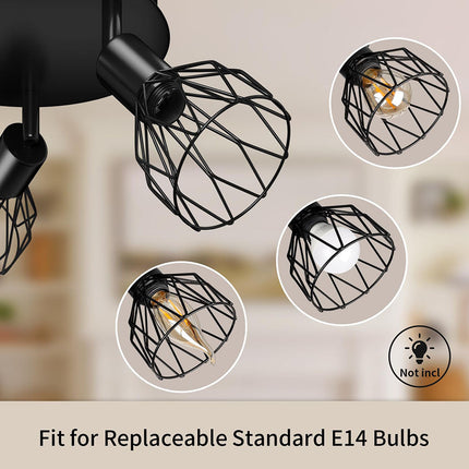 Adjustable Black Spotlight Ceiling Light with Industrial Design | Versatile Illumination for Kitchens and Living Areas