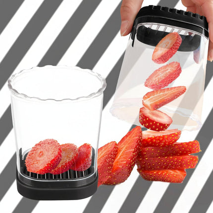 8-Blade Fruit Slicer with Removable Stainless Steel Blades | Quick Strawberry Cutting for Fruit Salads and Snacks